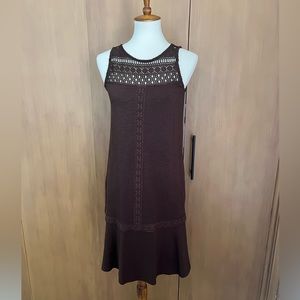 JJill sleeveless knit with crochet neck dress XS